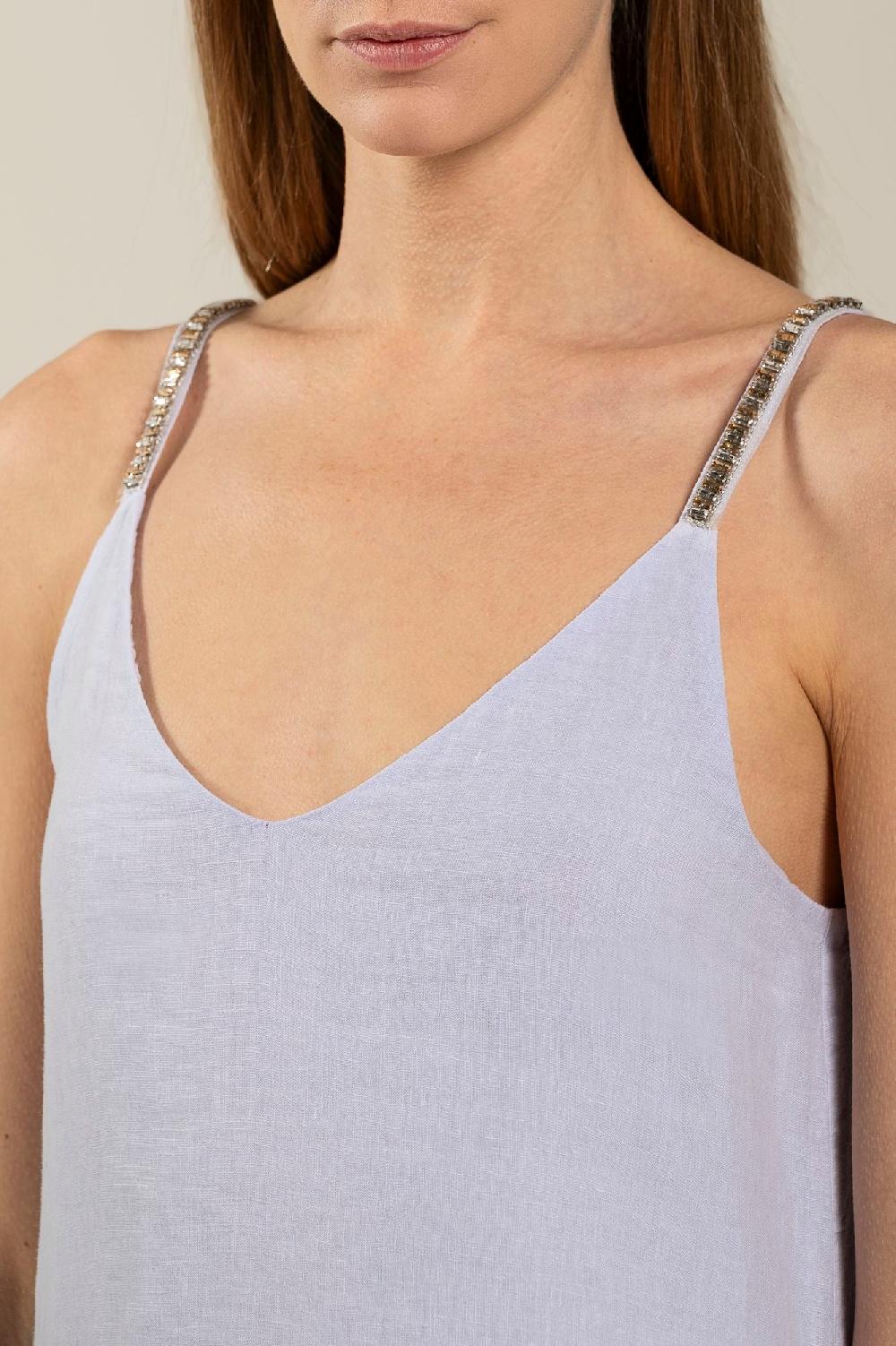 120% Lino Dress with Strap Embelishment