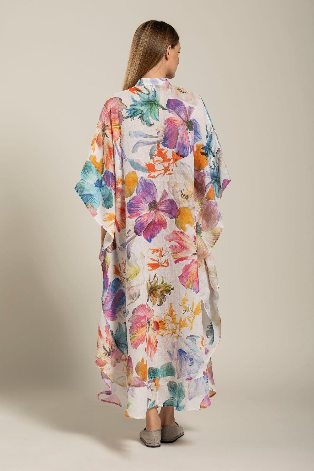 120% Lino Floral Print Kaftano