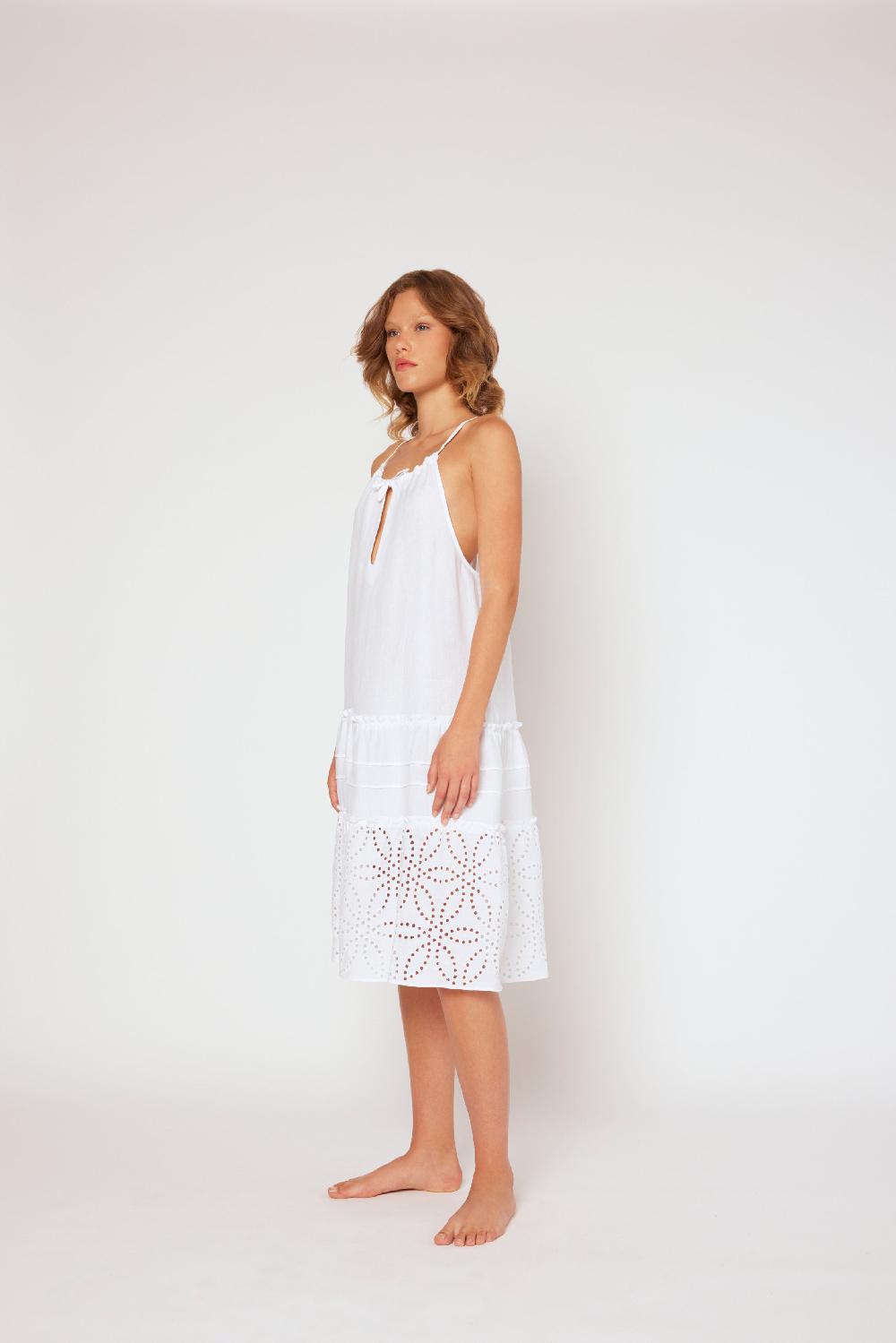 120% Lino Halter Short Dress