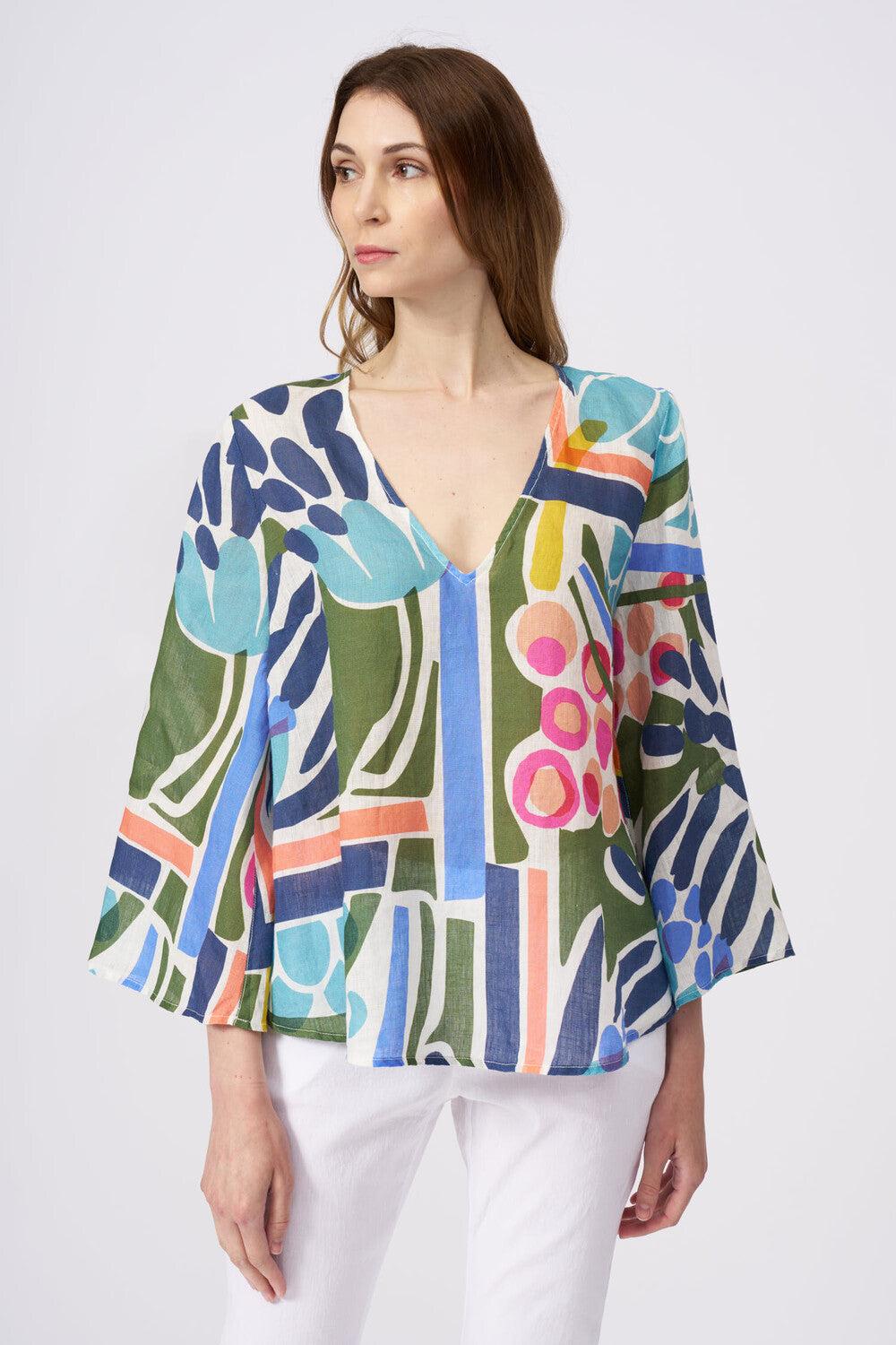 120% Lino Long Sleeve Artisan Blouse