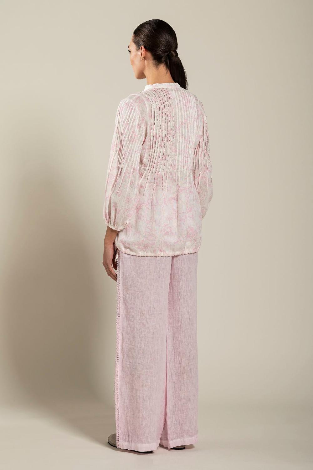 120% Lino Long Sleeve Blouse With Delicate Printed