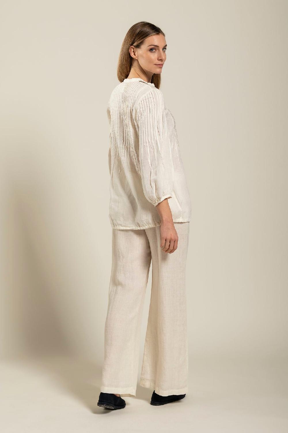 120% Lino Long Sleeve Blouse With Sequin Detail