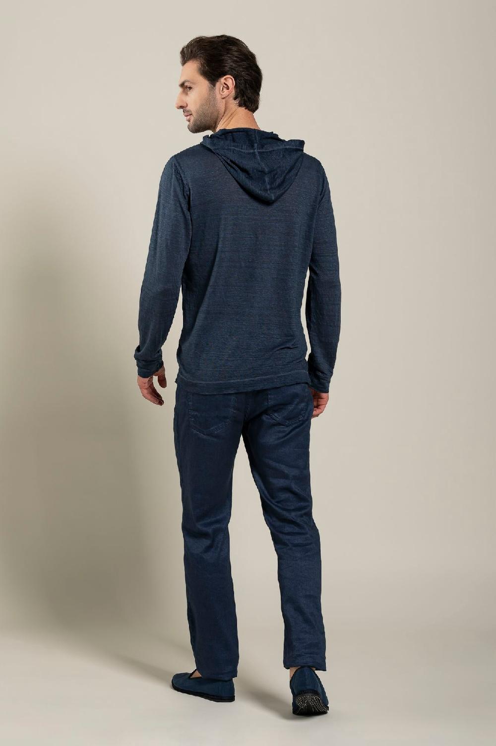 120% Lino Long Sleeve Man T-Shirt With Buttons