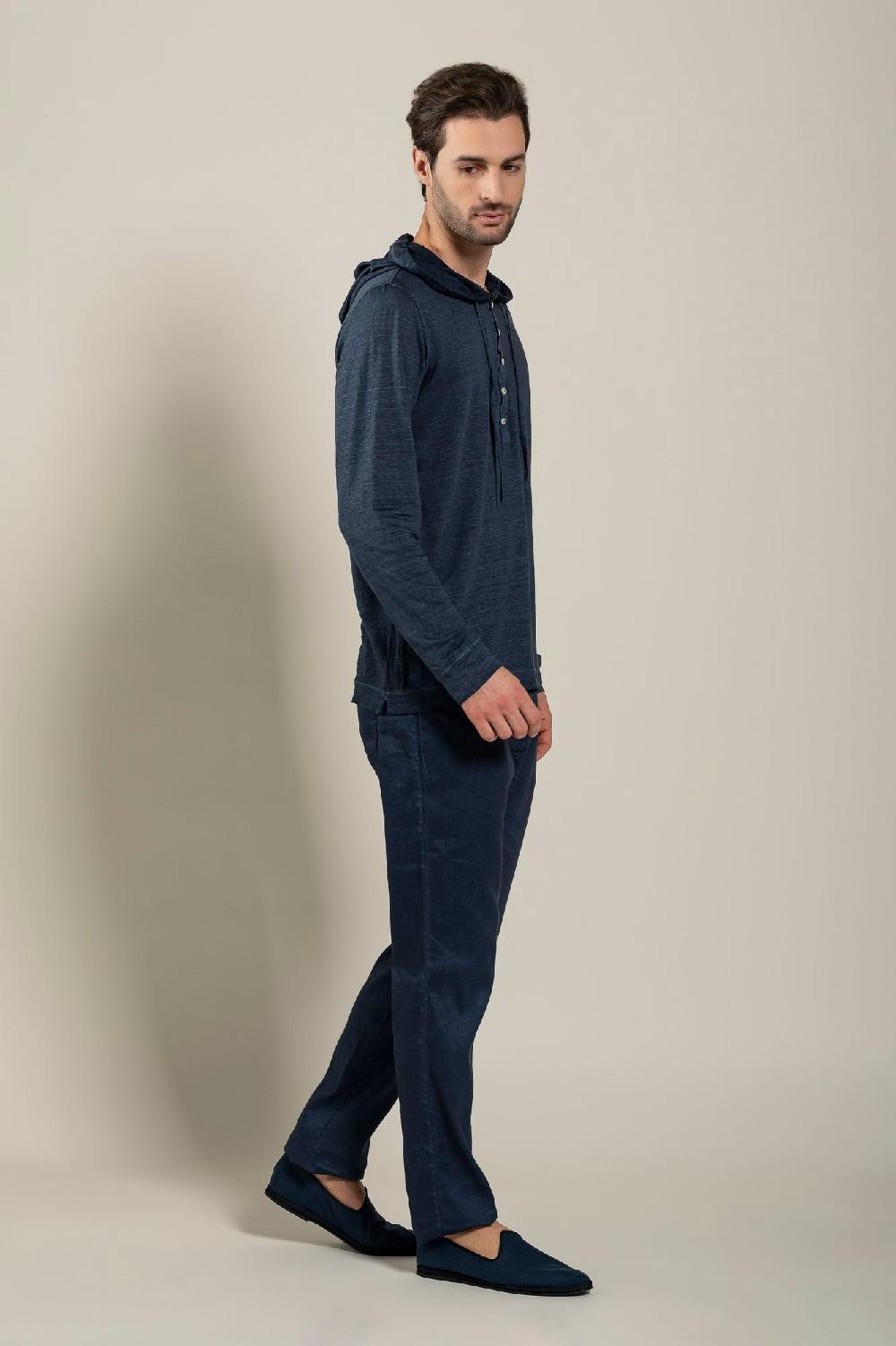 120% Lino Long Sleeve Man T-Shirt With Buttons