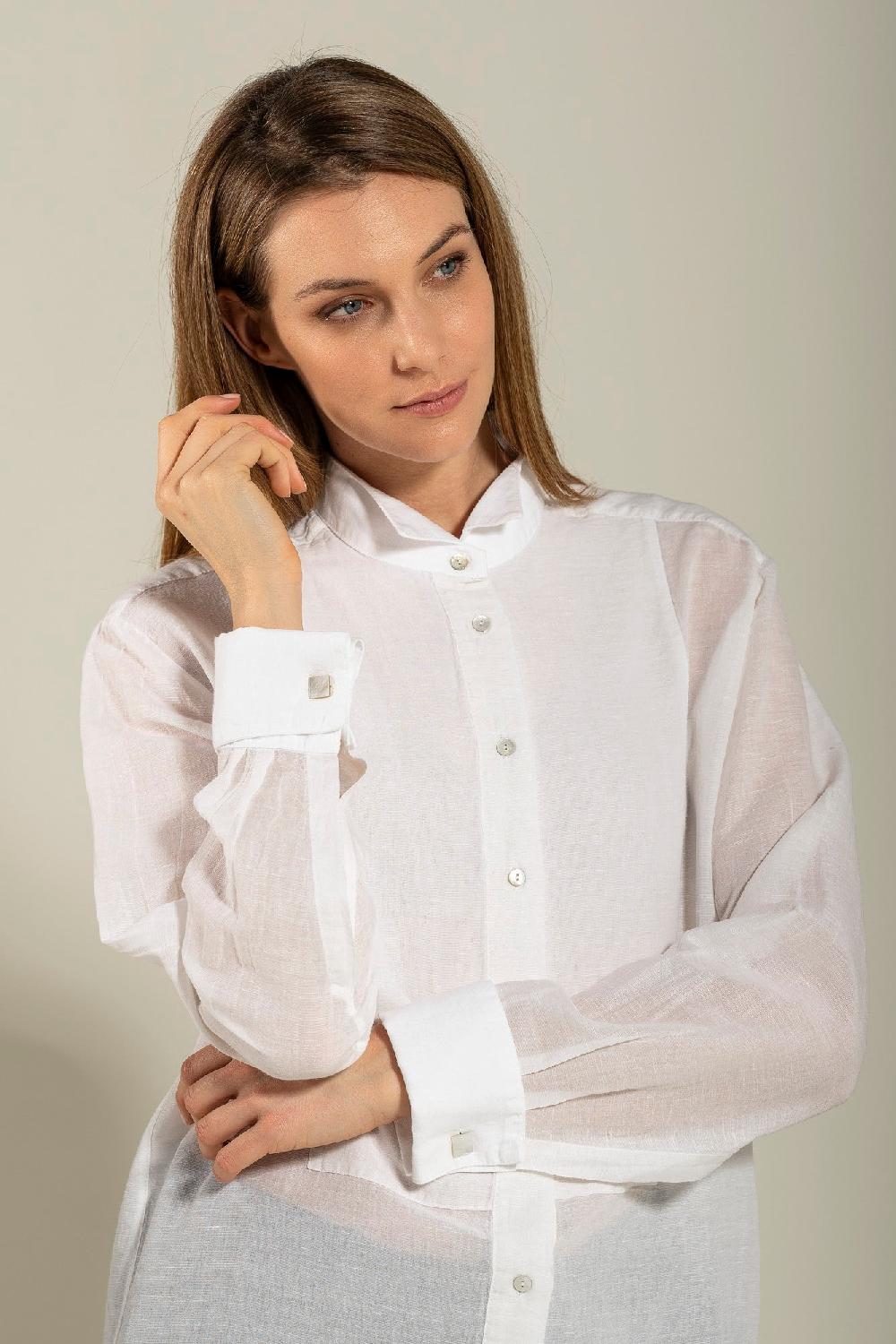 120% Lino Long Sleeve Shirt With Front Appliqué