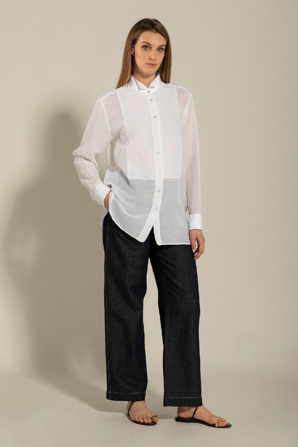 120% Lino Long Sleeve Shirt With Front Appliqué