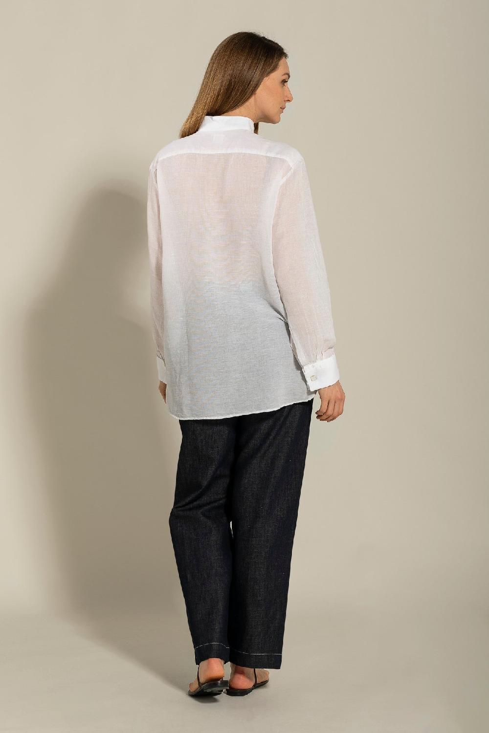 120% Lino Long Sleeve Shirt With Front Appliqué