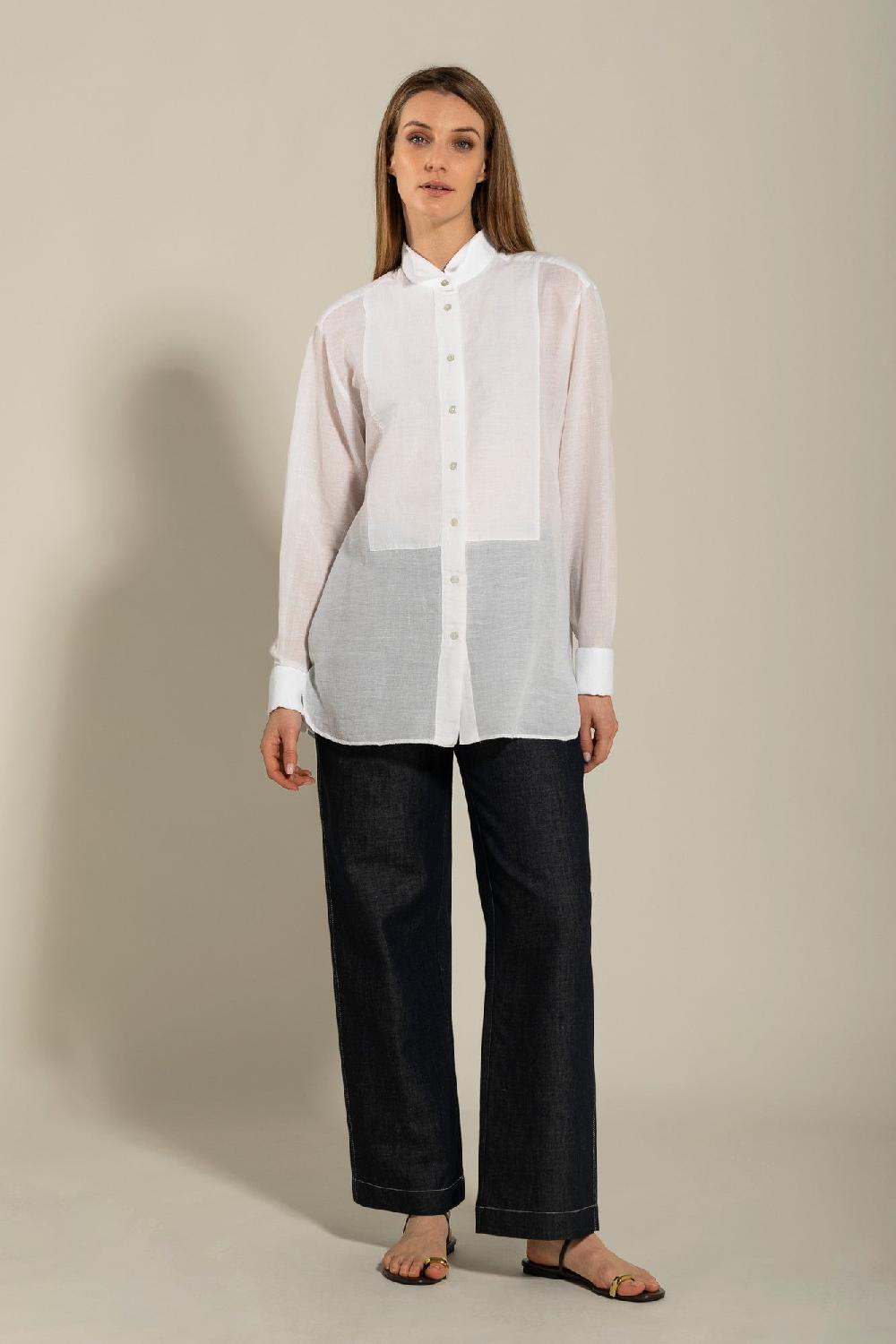 120% Lino Long Sleeve Shirt with Front Appliqué