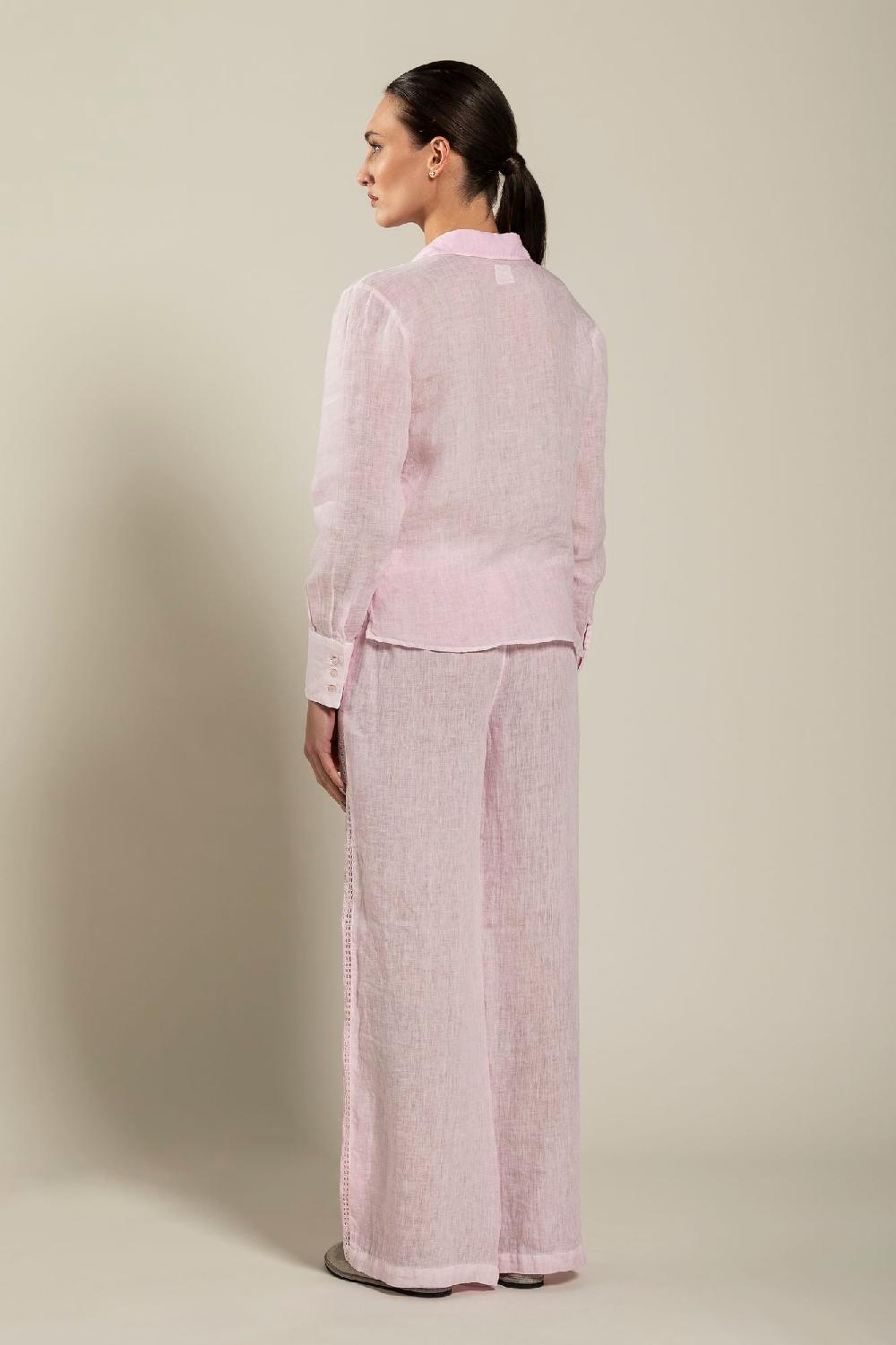 120% Lino Long Sleeve Shirt With Tie-Front