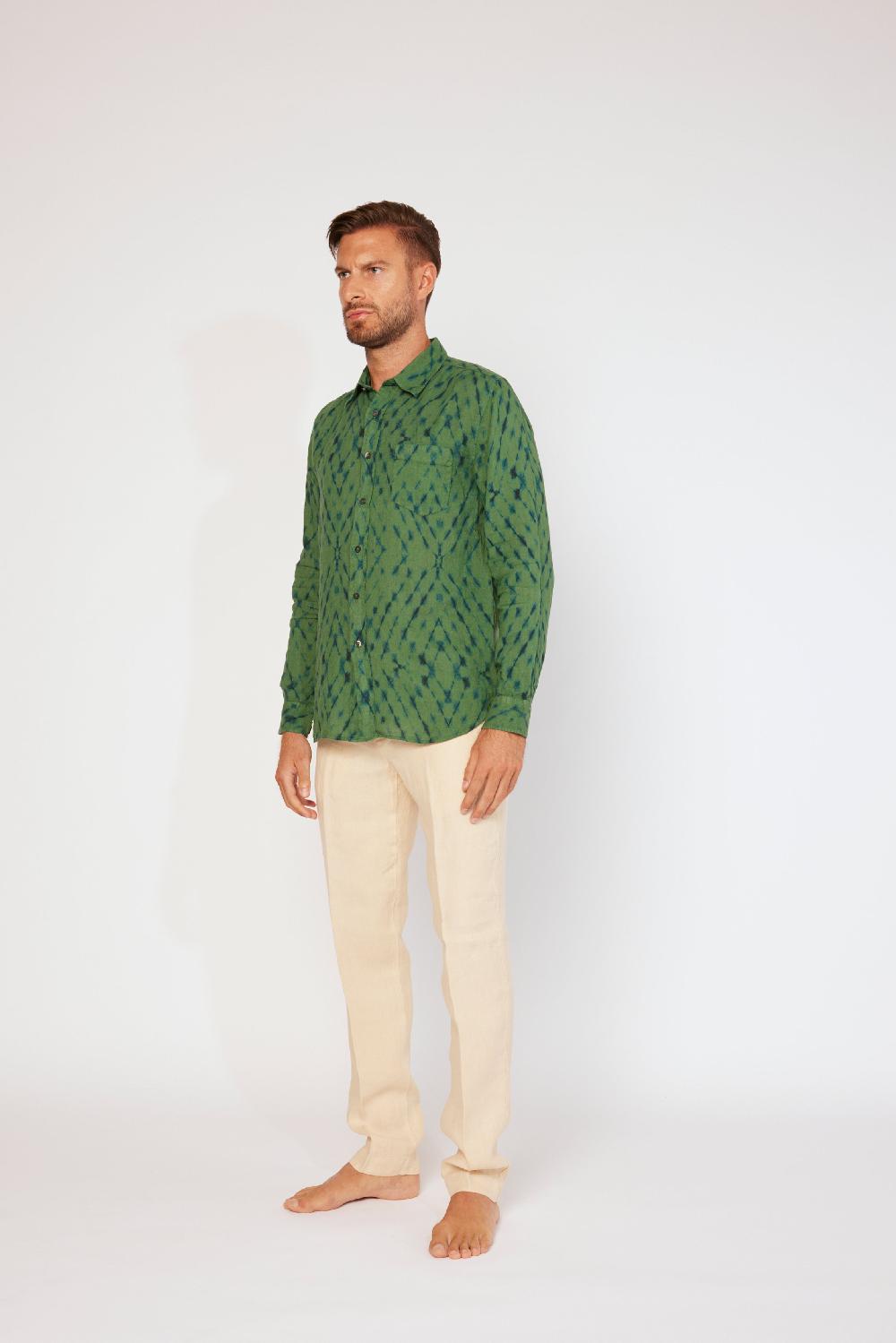 120% Lino Long Sleeve Slim Fit Shirt