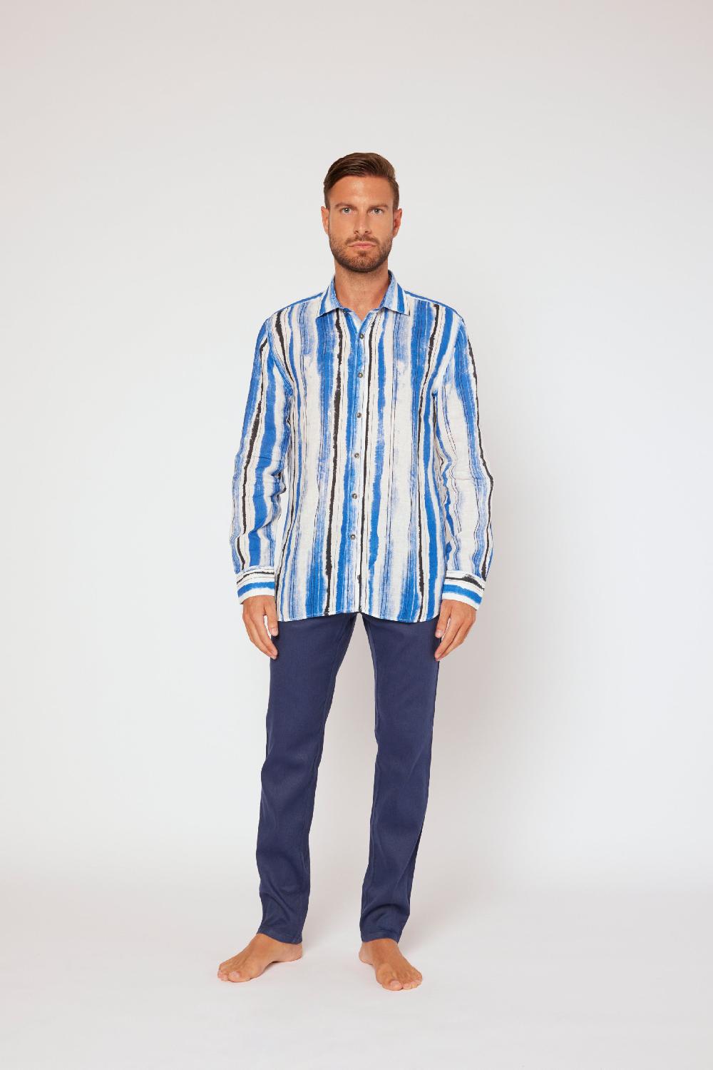 120% Lino Long Sleeve Slim Fit Shirt