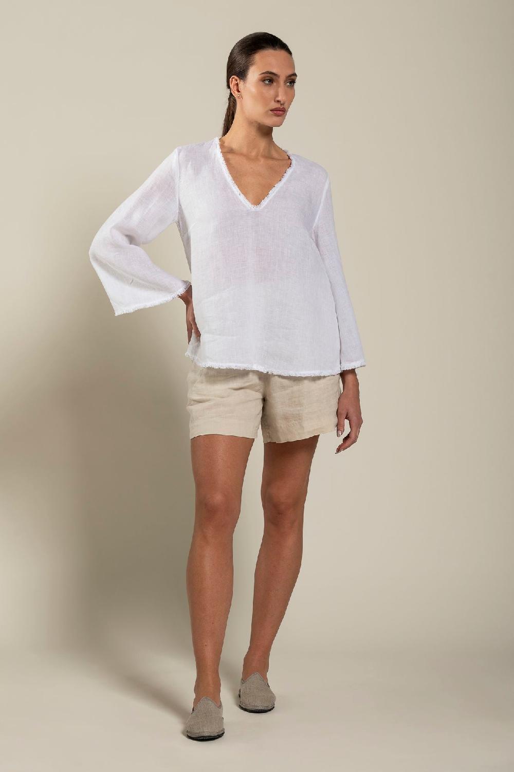 120% Lino Long Sleeve Woman Blouse