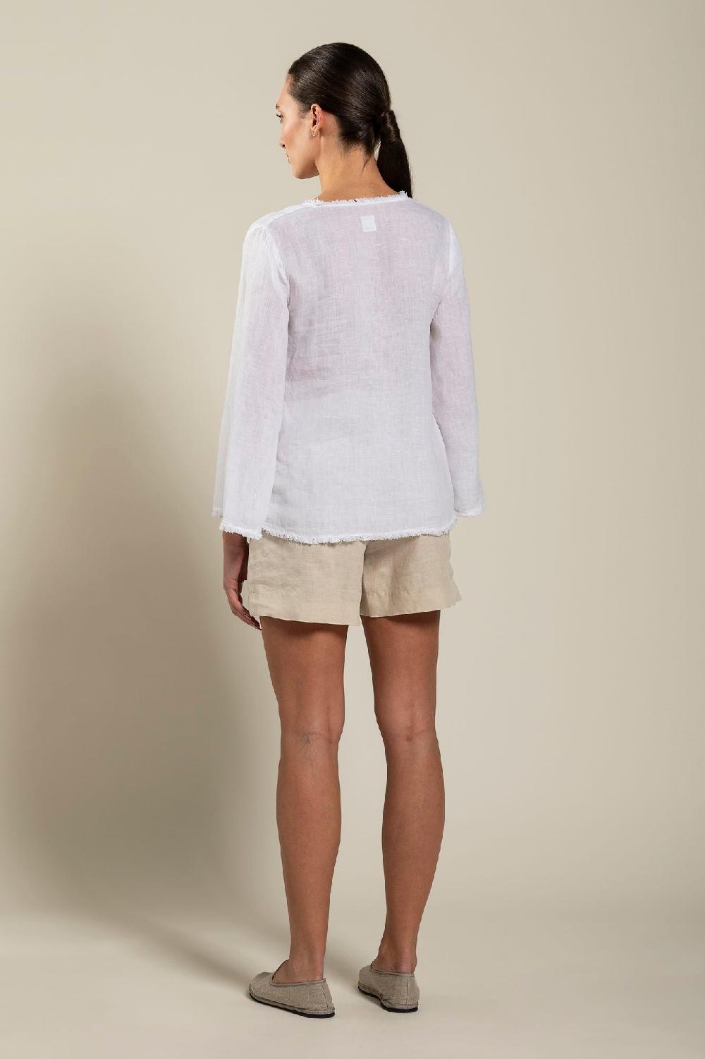 120% Lino Long Sleeve Woman Blouse