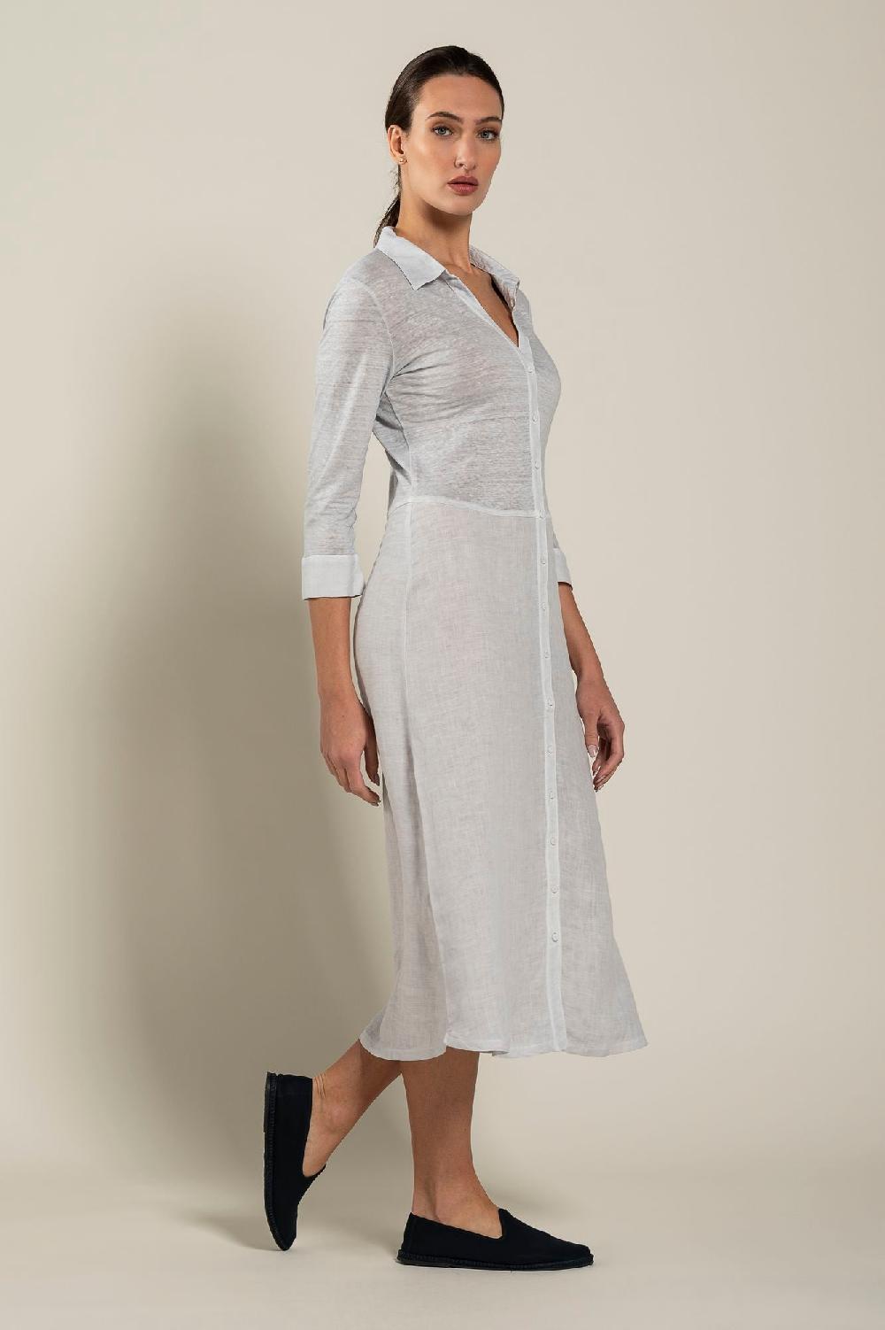 120% Lino Long Sleeve Woman Dress