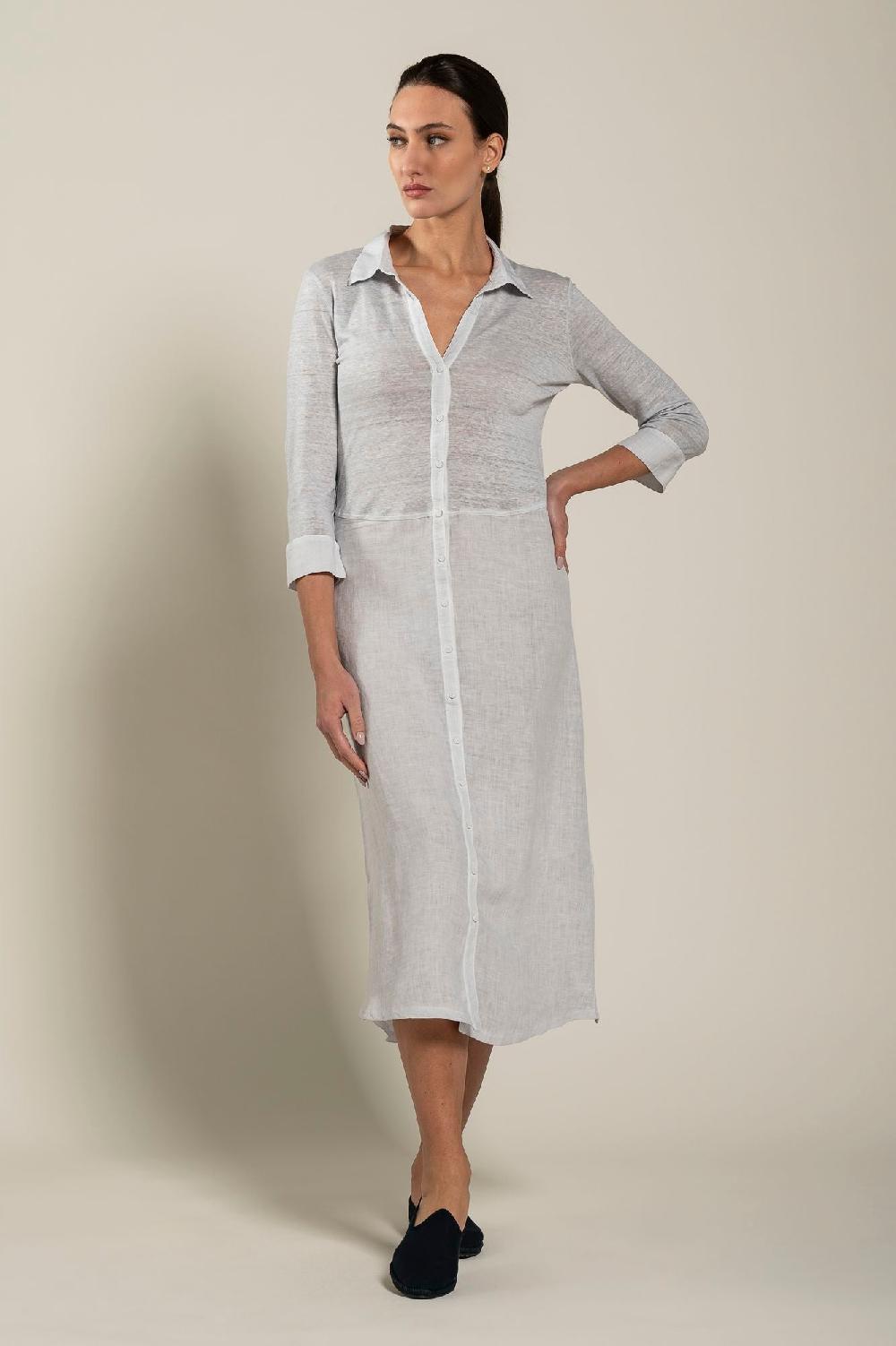 120% Lino Long Sleeve Woman Dress