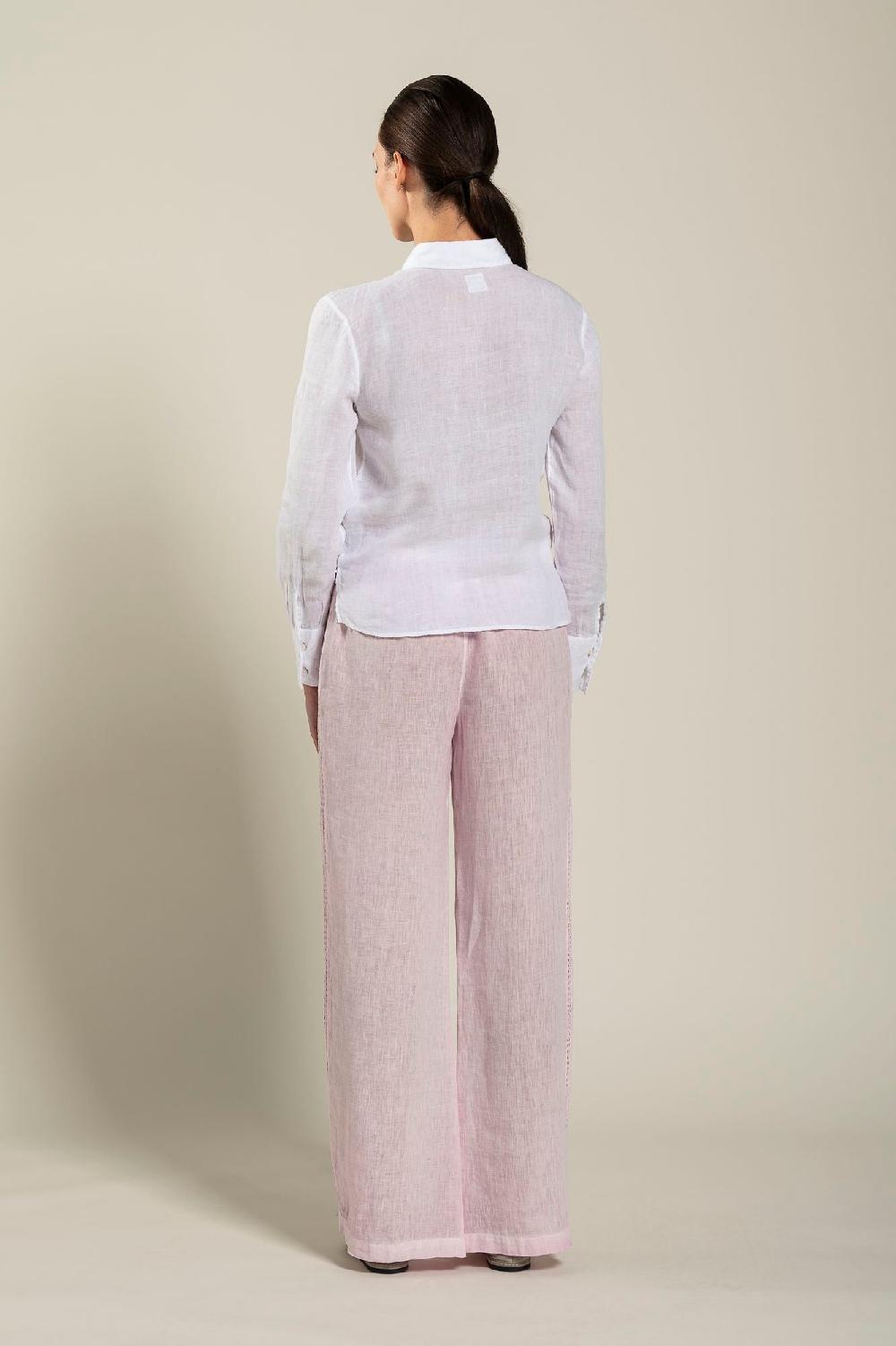 120% Lino Long Sleeve Woman Shirt With Knot