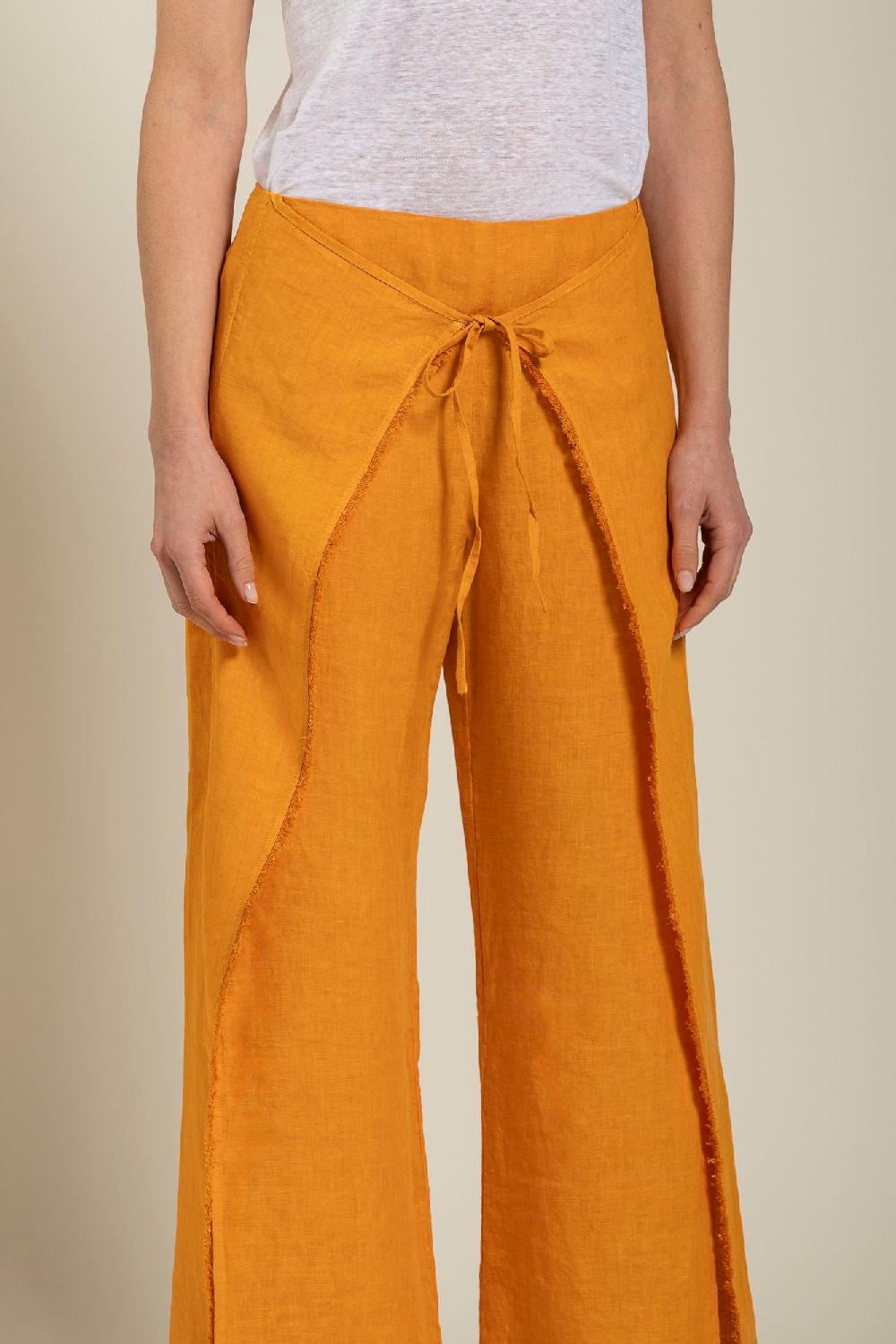 120% Lino Long Wrap Pant With Drawstring