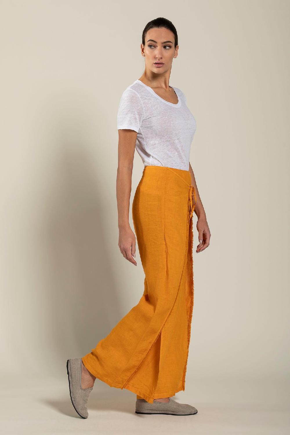 120% Lino Long Wrap Pant With Drawstring