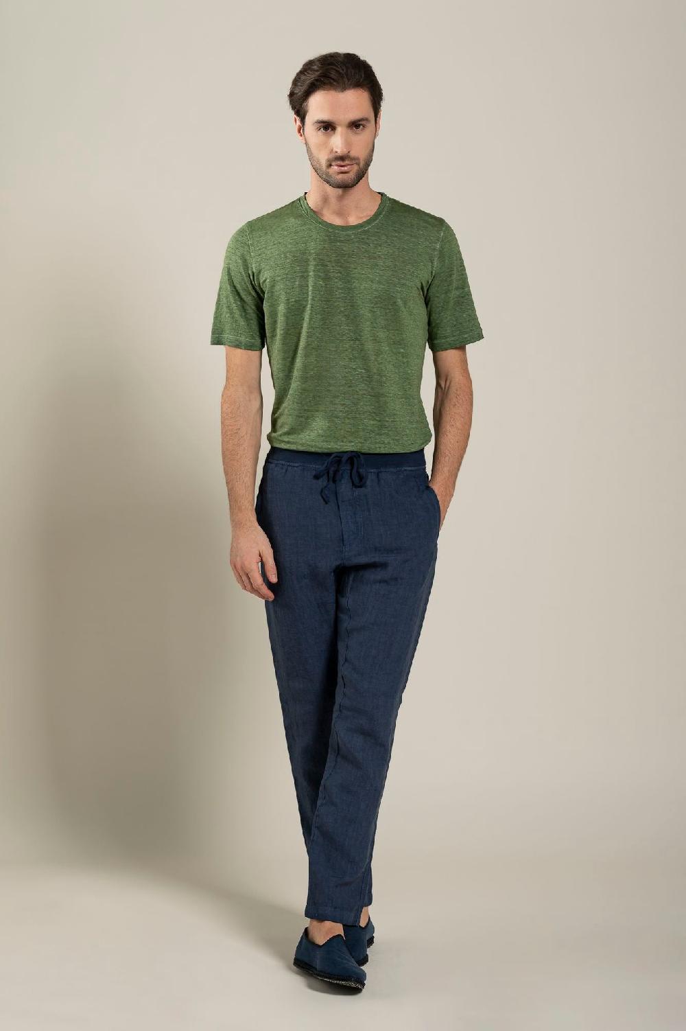 120% Lino Man Melange Drawstring Pant