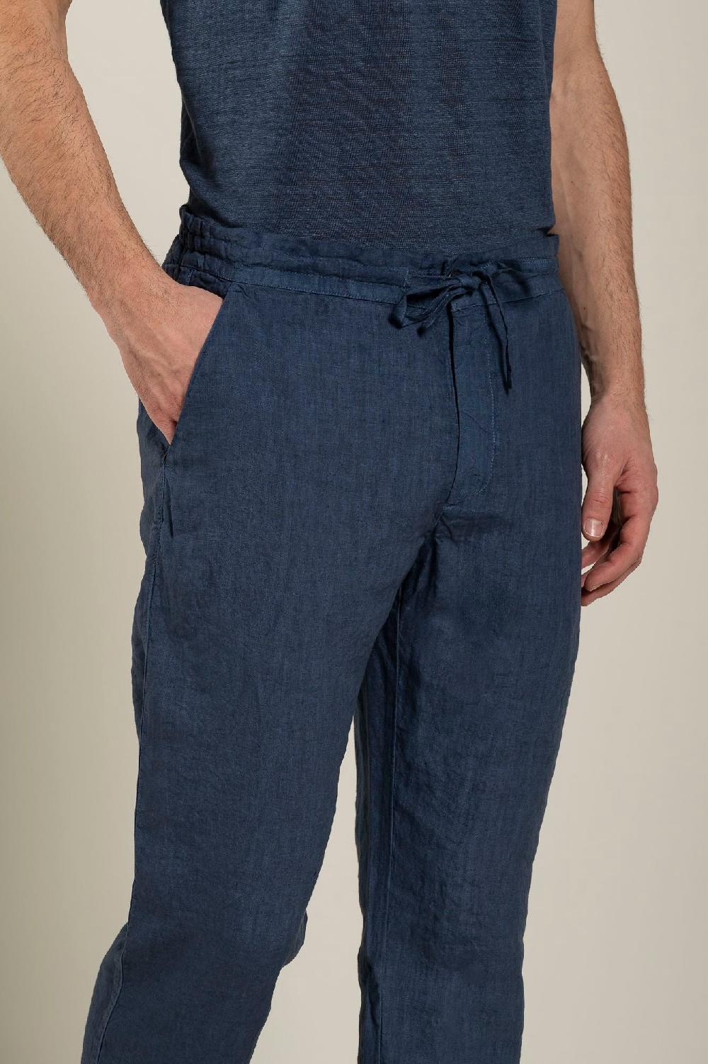 120% Lino Man Navy Drawstring Pant