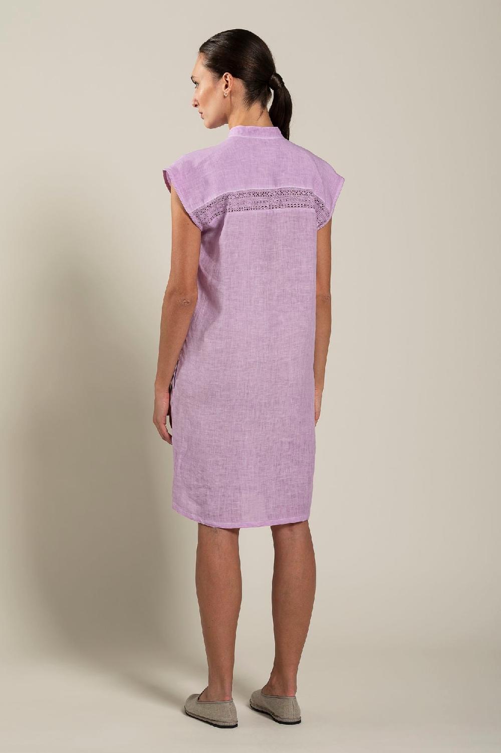 120% Lino Mandarin Collar Dress