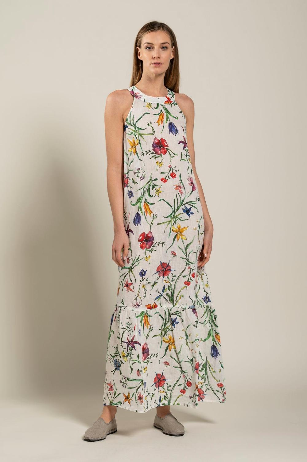 120% Lino Provance Print Maxi Dress