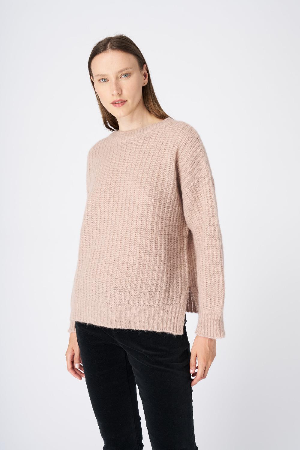 120% Lino Ribbed Cashmere Blend Sweater