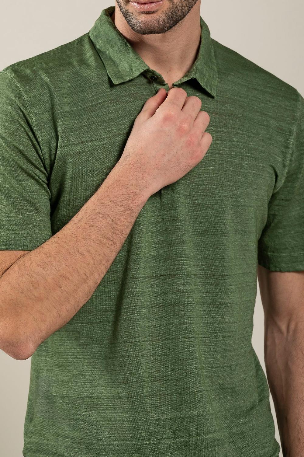 120% Lino Short Sleeve Man T-Shirt Polo