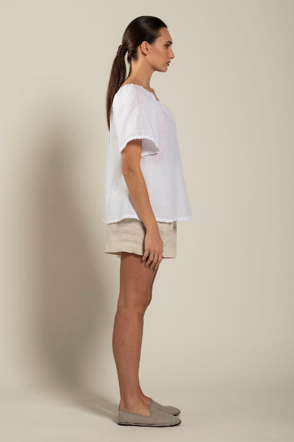 120% Lino Short Sleeve Woman Blouse