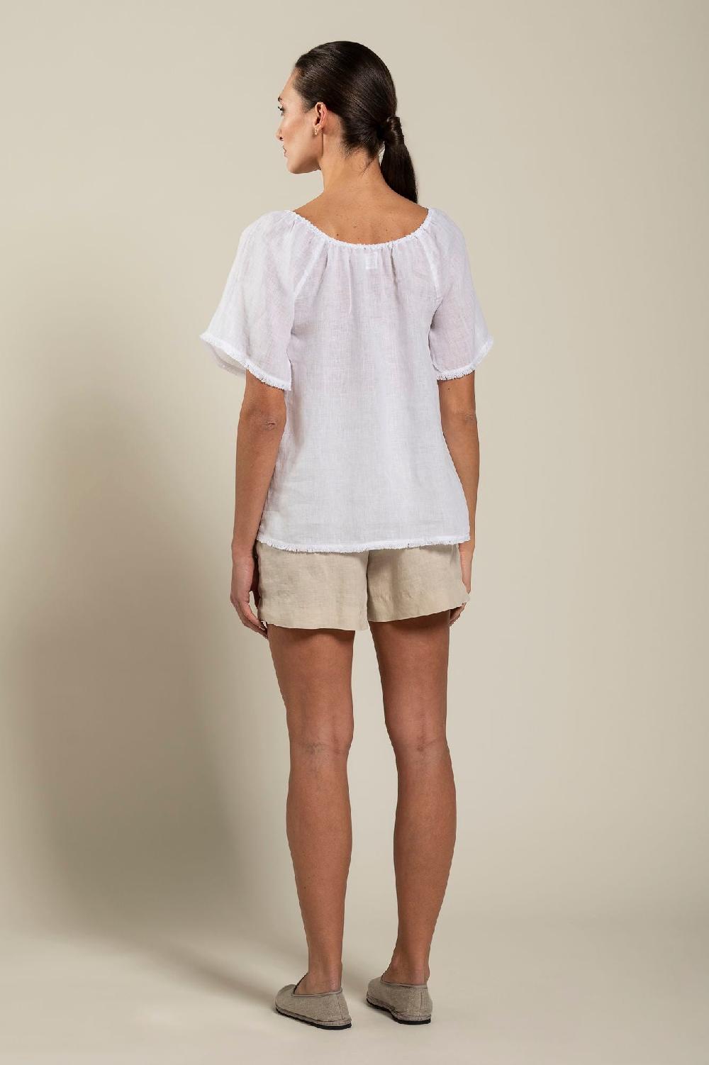 120% Lino Short Sleeve Woman Blouse