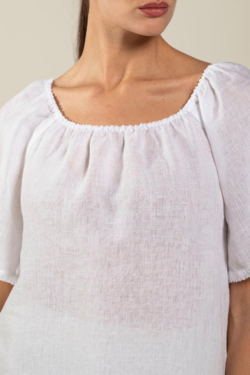 120% Lino Short Sleeve Woman Blouse