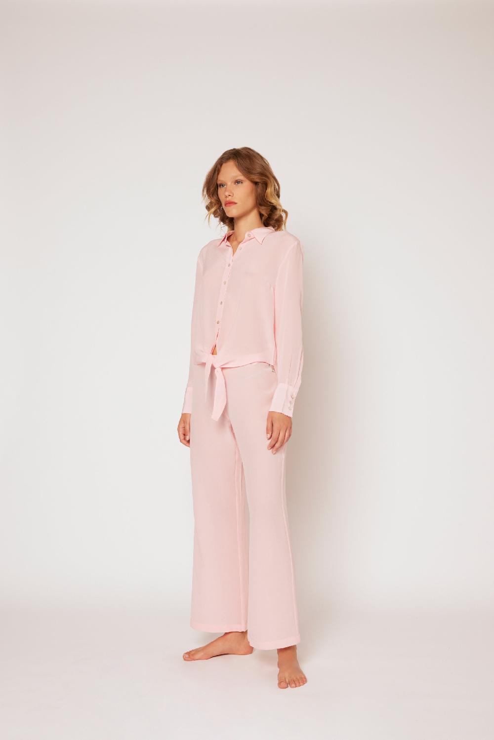 120% Lino Silk Tie Front Shirt