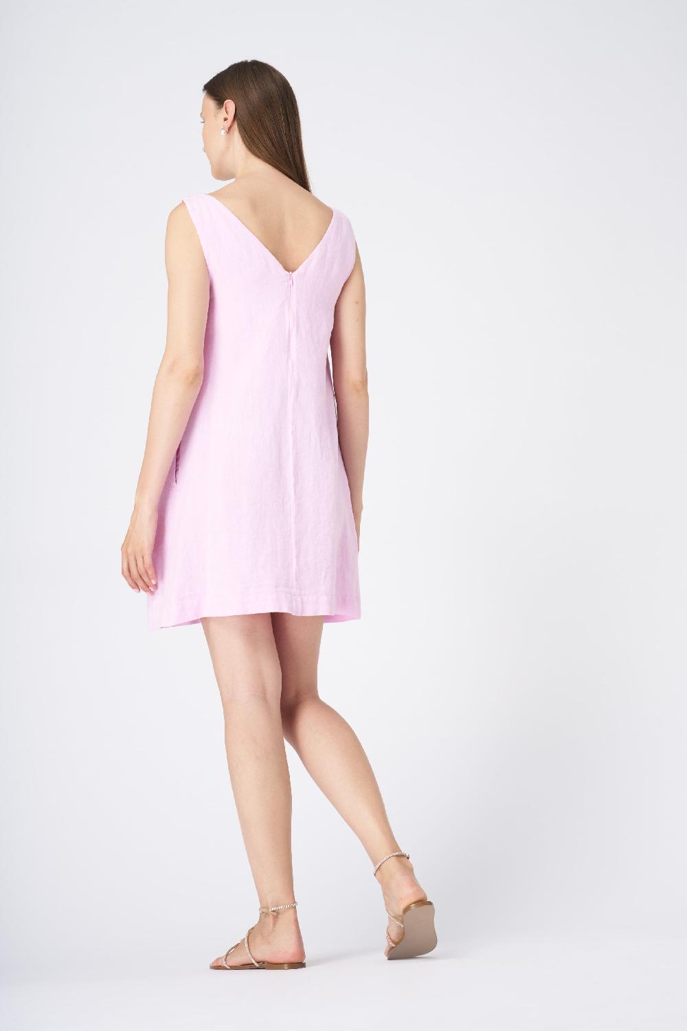 120% Lino Sleeveless A-Line Linen Shift Dress