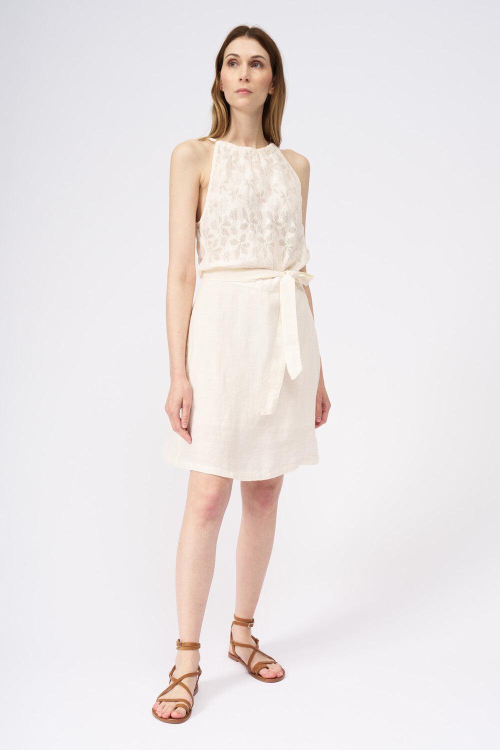 120% Lino Sleeveless Dress With Belt