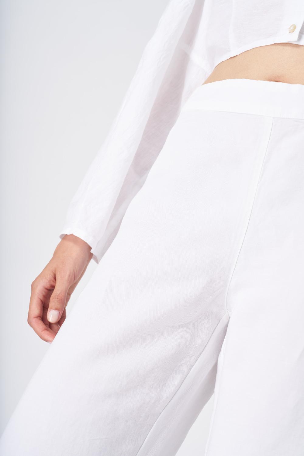 120% Lino Wide-Leg High-Waisted Linen Pants