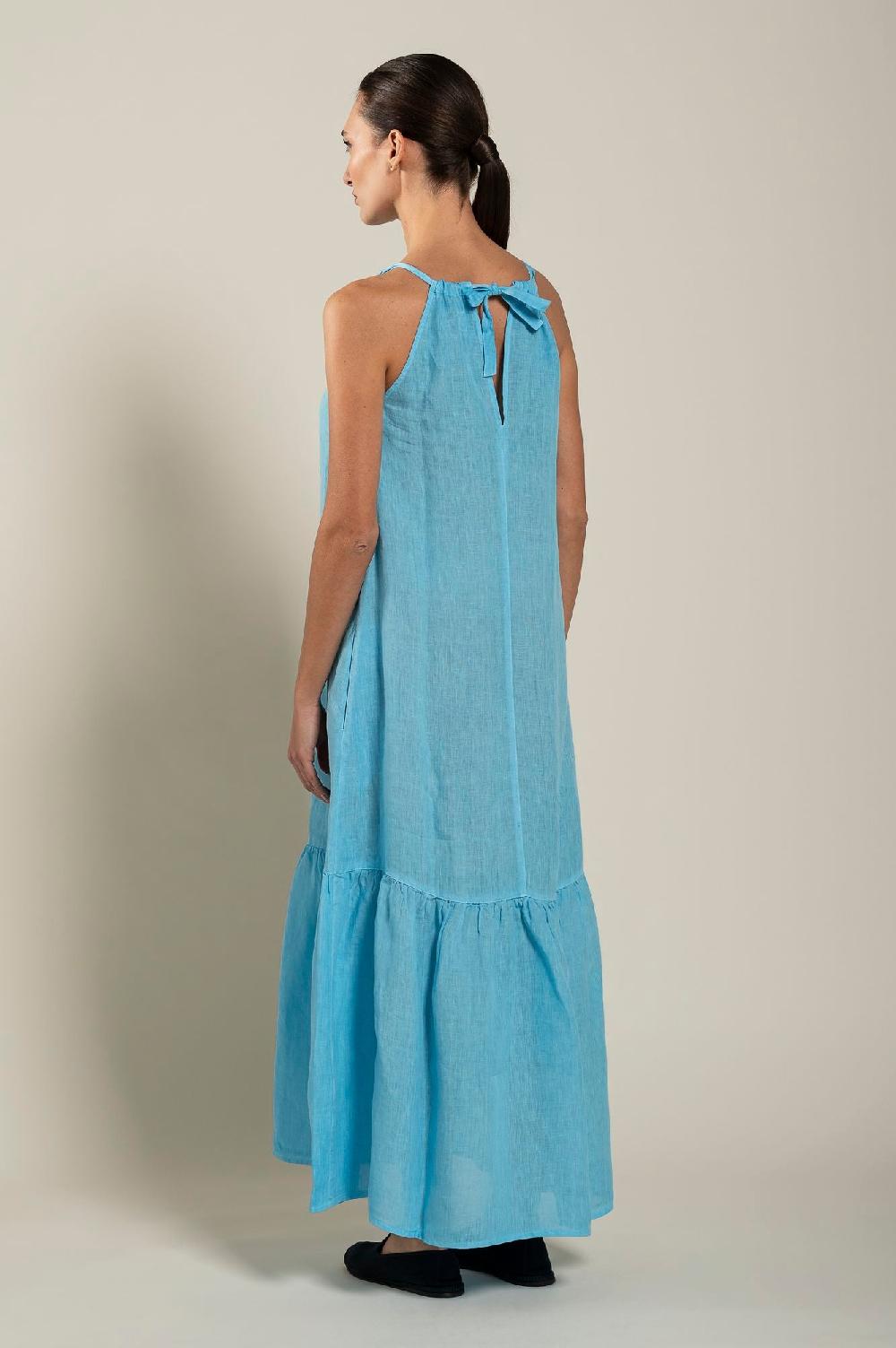 120% Lino Woman Crew Neck Maxi Dress