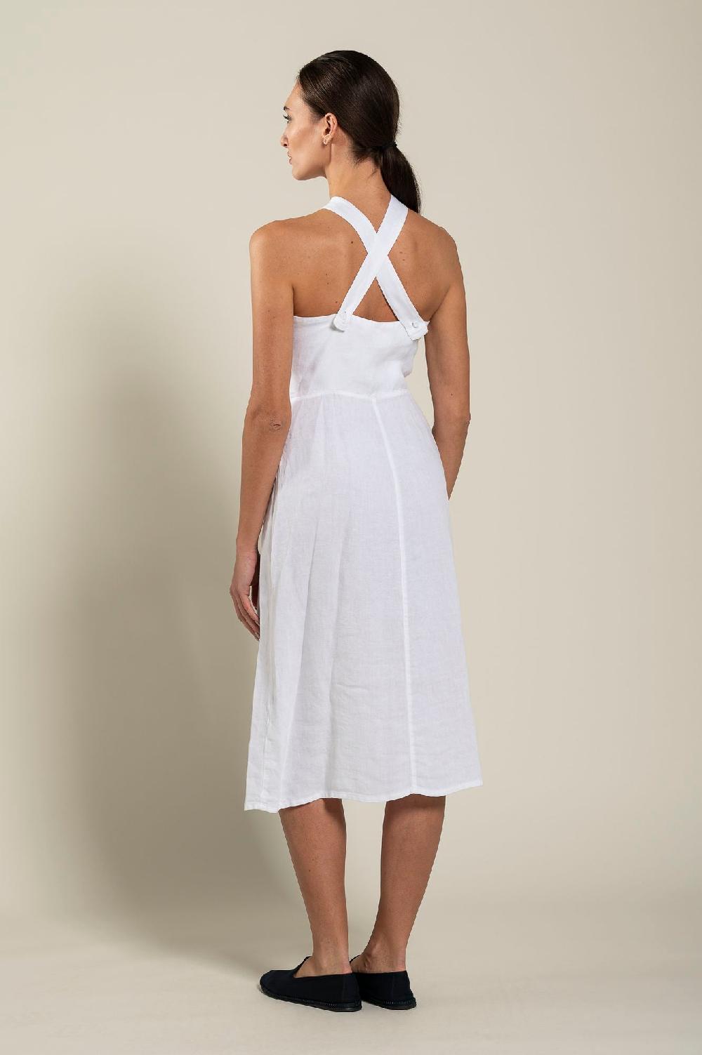 120% Lino Woman Crossover Neck Dress