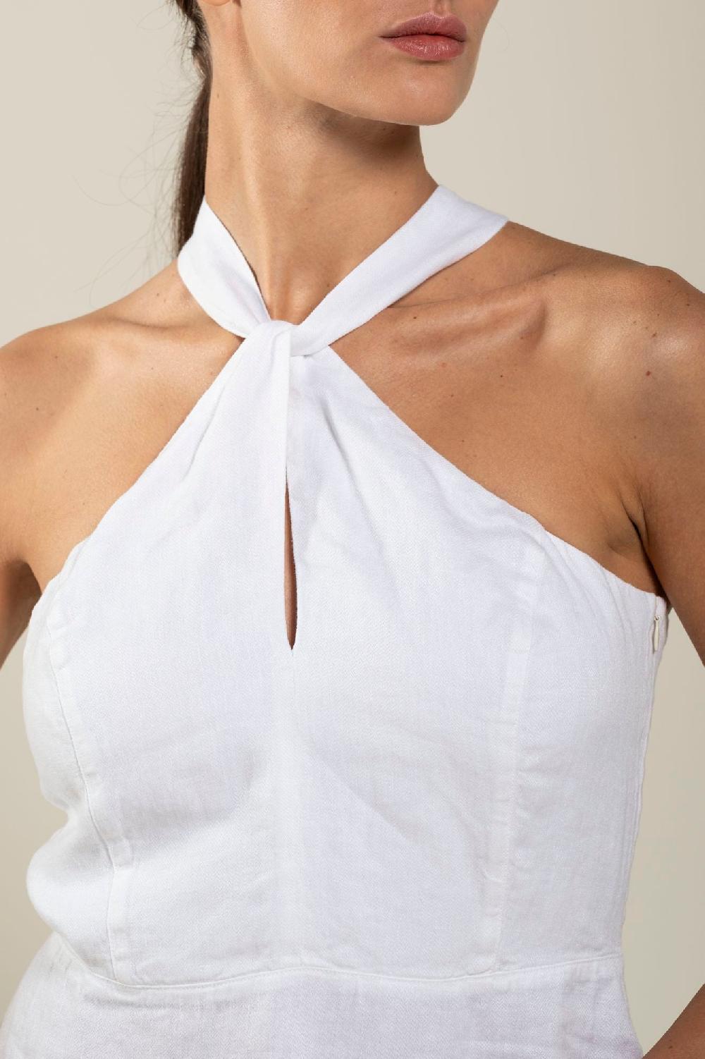 120% Lino Woman Crossover Neck Dress