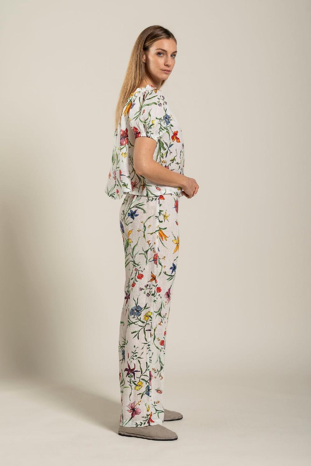 120% Lino Woman Provance Print Blouse