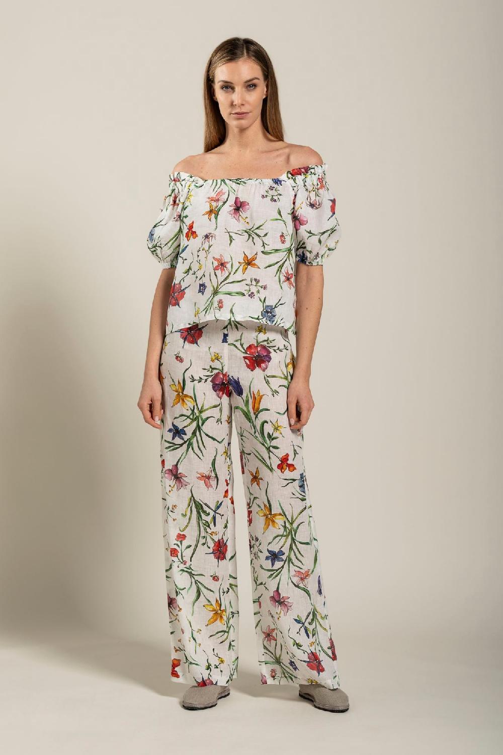 120% Lino Woman Provance Print Blouse