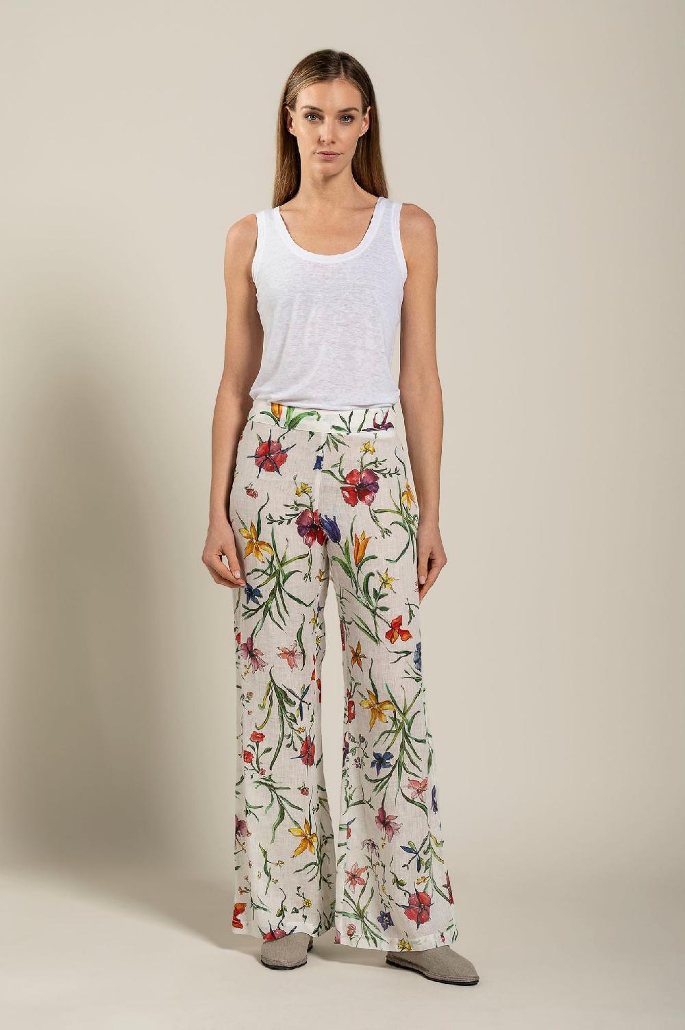 120% Lino Woman Provance Print Pant