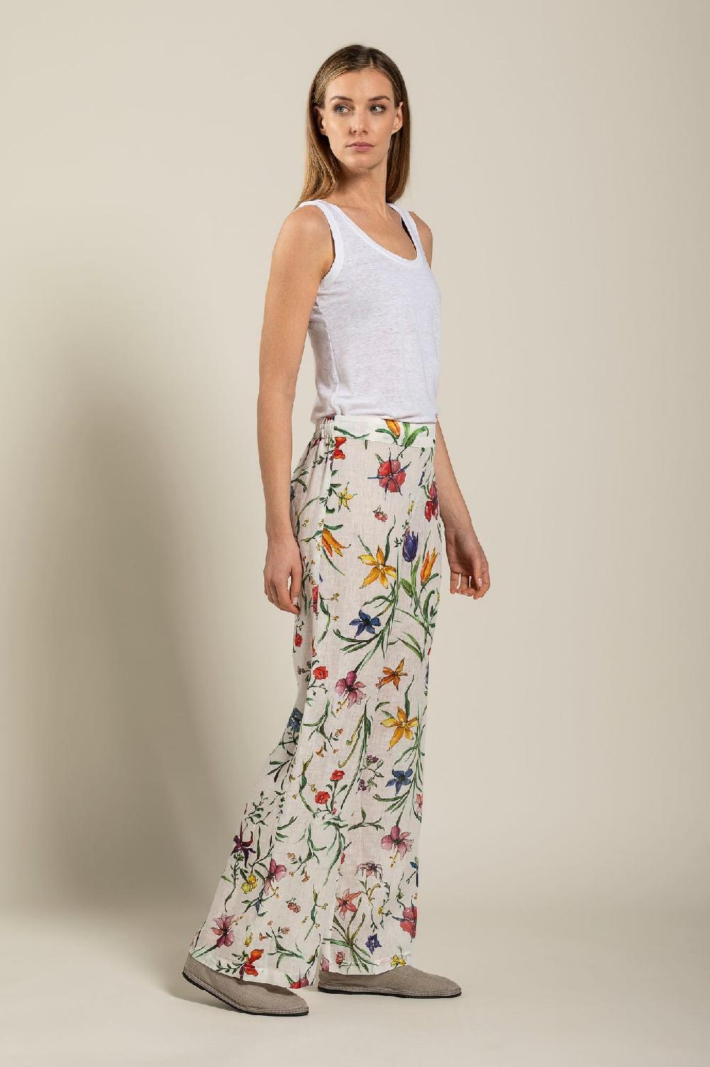 120% Lino Woman Provance Print Pant