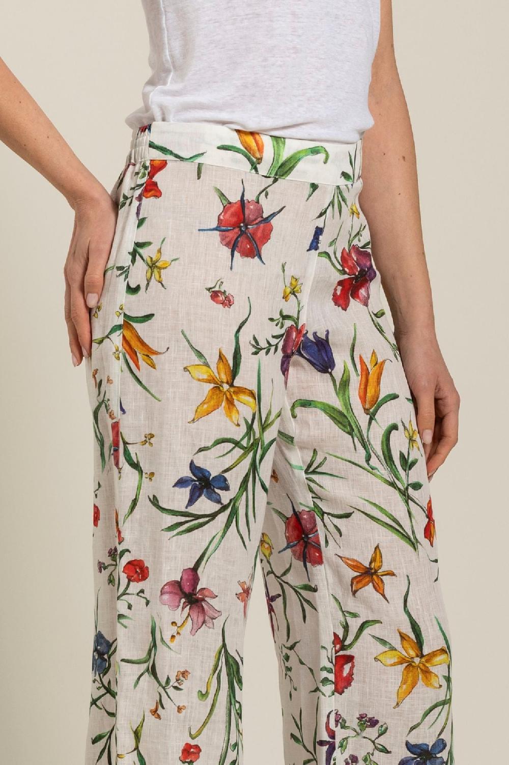 120% Lino Woman Provance Print Pant