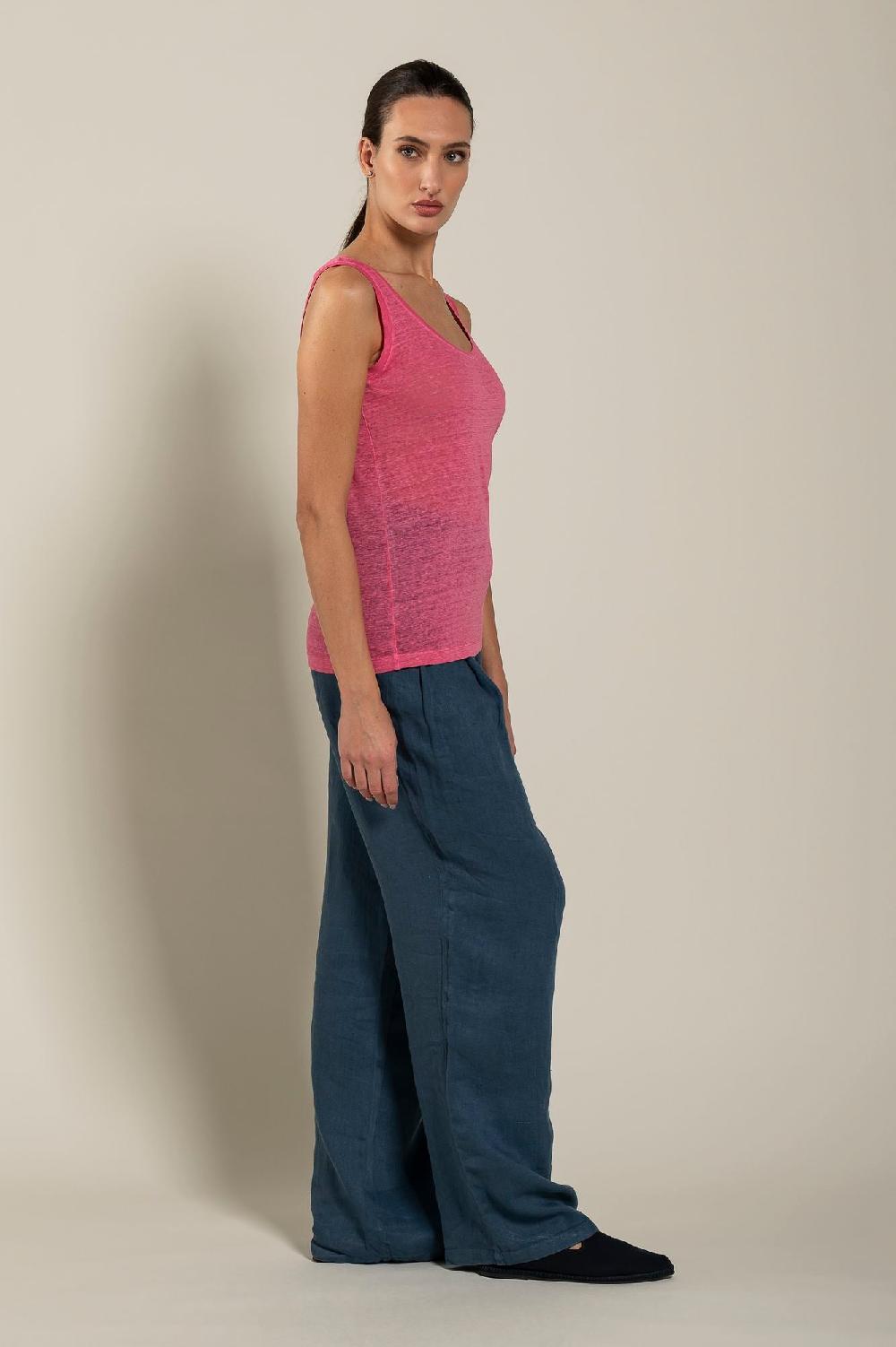 120% Lino Woman Round Neck Tank Top