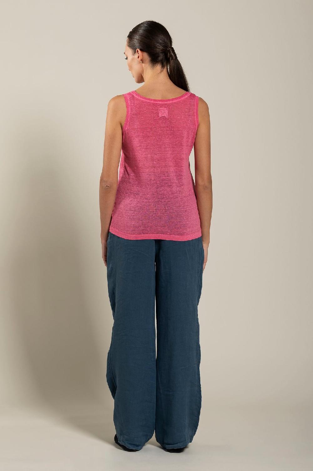 120% Lino Woman Round Neck Tank Top