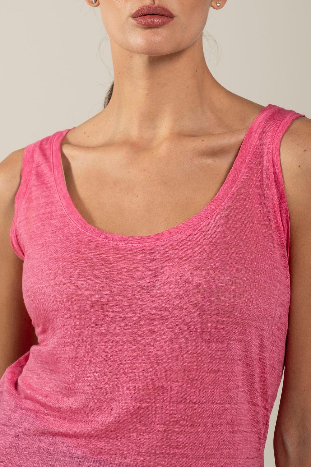 120% Lino Woman Round Neck Tank Top