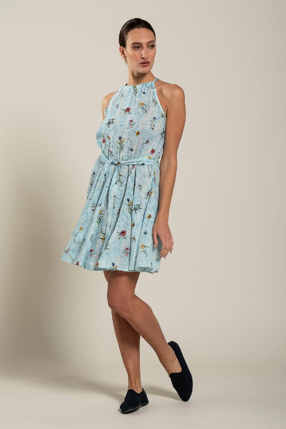 120% Lino Woman Striped Dress With Belt