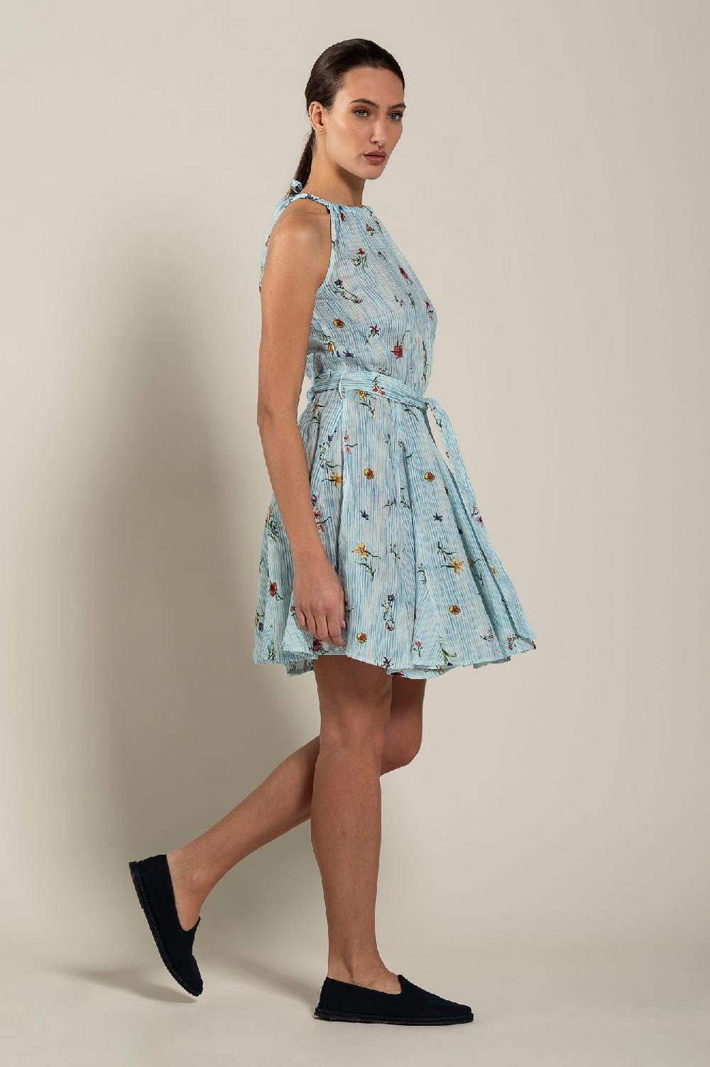 120% Lino Woman Striped Dress With Belt