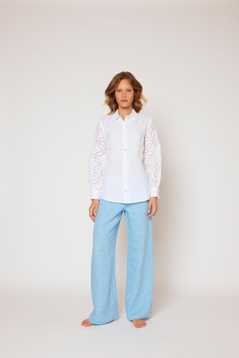 120% Lino Yarn-dyed linen blouse