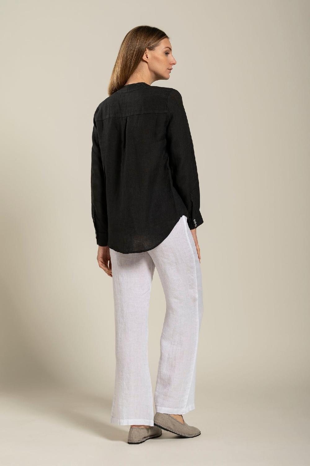 120% Lino Long Sleeve Blouse With V-Neck And Sequin Detail